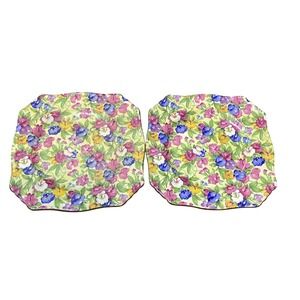 Grimwades Sweet Pea Plates Set of 2  Floral Vintage Chintz Square - MINOR FLAWS